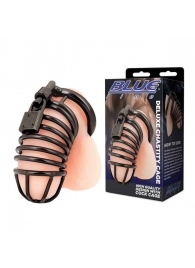 Черная металлическая клетка с замком Deluxe Chastity Cage - BlueLine - купить с доставкой в Электростали