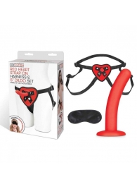 Красный поясной фаллоимитатор Red Heart Strap on Harness   5in Dildo Set - 12,25 см. - Lux Fetish - купить с доставкой в Электростали