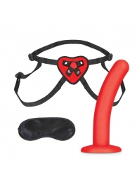 Красный поясной фаллоимитатор Red Heart Strap on Harness   5in Dildo Set - 12,25 см. - Lux Fetish - купить с доставкой в Электростали