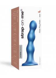 Голубая насадка Strap-On-Me Dildo Plug Balls size L - Strap-on-me - купить с доставкой в Электростали