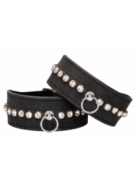 Черные наручники Diamond Studded Wrist Cuffs - Shots Media BV - купить с доставкой в Электростали