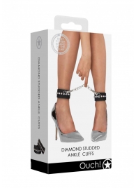 Черные поножи Diamond Studded Ankle Cuffs - Shots Media BV - купить с доставкой в Электростали