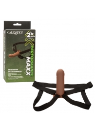 Коричневый фаллопротез из силикона Extension with Harness - 15,75 см. - California Exotic Novelties - купить с доставкой в Электростали