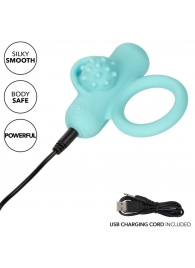 Аквамариновое эрекционное виброкольцо Silicone Rechargeable Nubby Lover’s Delight - California Exotic Novelties - в Электростали купить с доставкой