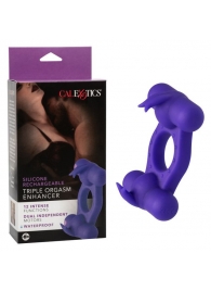 Фиолетовое эрекционное виброкольцо с двумя моторами Silicone Rechargeable Triple Orgasm Enhancer - California Exotic Novelties - в Электростали купить с доставкой