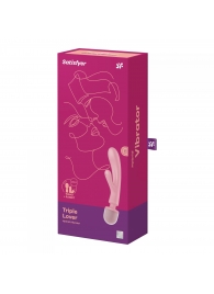 Розовый двусторонний вибромассажер Triple Lover - 23,7 см. - Satisfyer