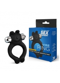 Черное силиконовое эрекционное виброкольцо Sex Expert - Sex Expert - в Электростали купить с доставкой