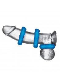 Комплект из трех голубых эрекционных колец 3-Pack Ribbed Rider Cock Ring Set - BlueLine - в Электростали купить с доставкой