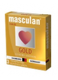 Презервативы Masculan Ultra Gold с золотым напылением и ароматом ванили - 3 шт. - Masculan - купить с доставкой в Электростали