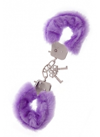 Фиолетовые меховые наручники METAL HANDCUFF WITH PLUSH LAVENDER - Dream Toys - купить с доставкой в Электростали