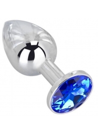 Анальное украшение BUTT PLUG  Small с синим кристаллом - 7 см. - Anal Jewelry Plug - купить с доставкой в Электростали