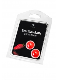 Набор из 2 шариков с массажным маслом Brazilian Balls с ароматом клубники - Secret Play - купить с доставкой в Электростали