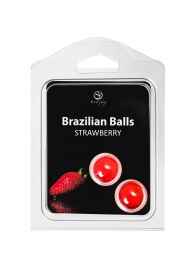 Набор из 2 шариков с массажным маслом Brazilian Balls с ароматом клубники - Secret Play - купить с доставкой в Электростали