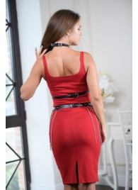 Черно-серебристая портупея-юбка plus size с цепочками - БДСМ Арсенал - купить с доставкой в Электростали