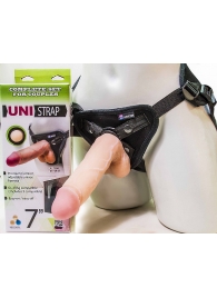 Страпон-унисекс с двумя насадками UNI strap 7  Harness - 19 и 16 см. - LOVETOY (А-Полимер) - купить с доставкой в Электростали