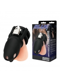 Черная клетка для пениса Silicone Small 2 in Cock Cage With Ball Divider - BlueLine - купить с доставкой в Электростали