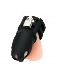 Черная клетка для пениса Silicone Small 2 in Cock Cage With Ball Divider - BlueLine - купить с доставкой в Электростали
