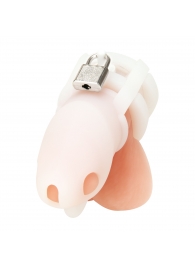 Белая клетка для пениса Silicone Small 2 in Cock Cage With Ball Divider - BlueLine - купить с доставкой в Электростали