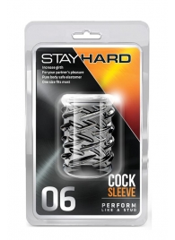 Прозрачная насадка с объёмными чёрточками STAY HARD COCK SLEEVE 06 CLEAR - Blush Novelties - в Электростали купить с доставкой