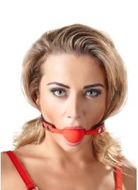 Силиконовый кляп-шар на чёрных ремешках Red Gag silicone - Orion - купить с доставкой в Электростали