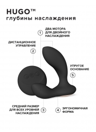 Черный вибромассажер простаты с пультом ДУ Hugo 2 Remote - Lelo - в Электростали купить с доставкой