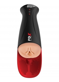 Телесный мастурбатор-вагина в черной колбе с вибрацией Fuck-O-Matic Pro XL - Pipedream - в Электростали купить с доставкой