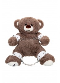 Бондажный набор: бурый мишка с белыми оковами и наручниками - Pecado - купить с доставкой в Электростали