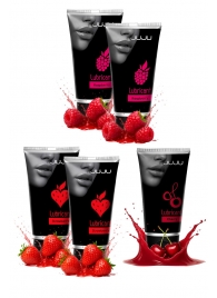 Набор из 5 съедобных лубрикантов JUJU (клубника х 2, малина х 2, вишня) - JuJu - купить с доставкой в Электростали