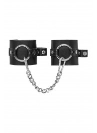Черные наручники из толстой натуральной кожи с люверсами - Pecado - купить с доставкой в Электростали