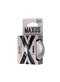 Черные утолщенные презервативы MAXUS Extra Strong с железным кейсом - 3 шт. - Maxus - купить с доставкой в Электростали