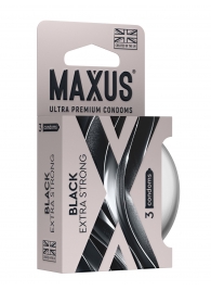 Черные утолщенные презервативы MAXUS Extra Strong с железным кейсом - 3 шт. - Maxus - купить с доставкой в Электростали