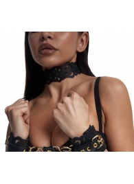 Черный ажурный чокер с золотистой фурнитурой - Crazy Handmade - купить с доставкой в Электростали