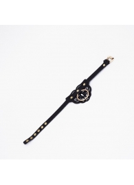 Черный чокер с клепками и золотистой фурнитурой - Crazy Handmade - купить с доставкой в Электростали