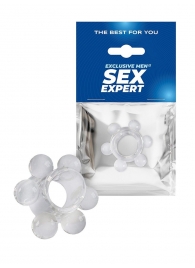 Прозрачное эрекционное кольцо с 6 стимулирующими шариками - Sex Expert - в Электростали купить с доставкой
