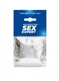 Прозрачное эрекционное кольцо с шариками и шипами - Sex Expert - в Электростали купить с доставкой