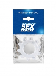 Прозрачное эрекционное кольцо со стимулирующими шариками - Sex Expert - в Электростали купить с доставкой