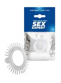 Эластичное эрекционное кольцо с шипиками и шариком - Sex Expert - в Электростали купить с доставкой