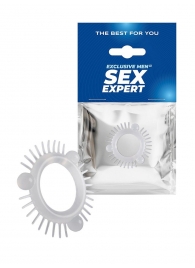 Эластичное эрекционное кольцо с 3 шариками и шипами - Sex Expert - в Электростали купить с доставкой