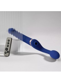 Синий безремневой страпон Multi Orgasm Bendable Strap-On size XL с клиторальной стимуляцией - Strap-on-me - купить с доставкой в Электростали