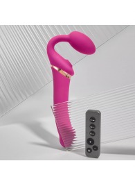 Ярко-розовый безремневой страпон Multi Orgasm Bendable Strap-On size L с клиторальной стимуляцией - Strap-on-me - купить с доставкой в Электростали