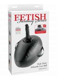 Черный надувной мяч с платформой для фиксации дилдо Body Dock Inflatable Love Ball - Pipedream - купить с доставкой в Электростали