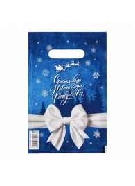 Сине-белый подарочный новогодний пакет с вырубной ручкой (20х30 см) - Сима-Ленд - купить с доставкой в Электростали