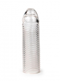 Прозрачная закрытая насадка на пенис с ребрышками - 16 см. - Sex Expert - в Электростали купить с доставкой