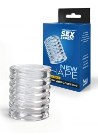 Прозрачная сквозная насадка на пенис с ребрышками - Sex Expert - в Электростали купить с доставкой