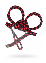 Черно-красные наручники-оковы ’’Узел-омега’’ из хлопковой веревки - Pecado - купить с доставкой в Электростали