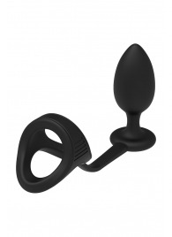 Черное эрекционное кольцо с анальной пробкой Cockstrap With Anal Plug - Dream Toys - в Электростали купить с доставкой
