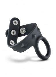 Черное эрекционное кольцо с подхватом мошонки на кнопках VS6 - Blush Novelties - в Электростали купить с доставкой