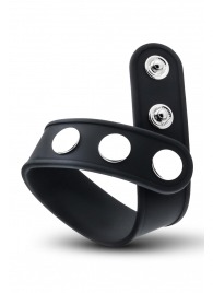 Черное эрекционное кольцо на кнопках - Blush Novelties - в Электростали купить с доставкой