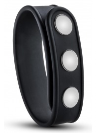 Черное эрекционное кольцо на кнопках - Blush Novelties - в Электростали купить с доставкой