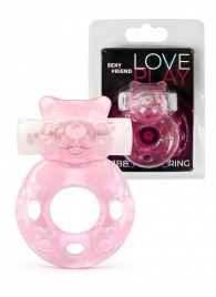 Розовое эрекционное виброкольцо в форме мишки - 1137 - в Электростали купить с доставкой